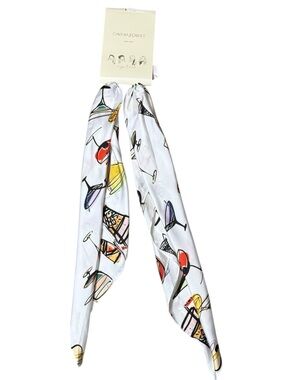 Cynthia Rowley White Cocktail Print Hair Scarf NWT